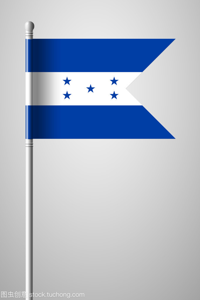 洪都拉斯的旗帜。国旗旗杆
