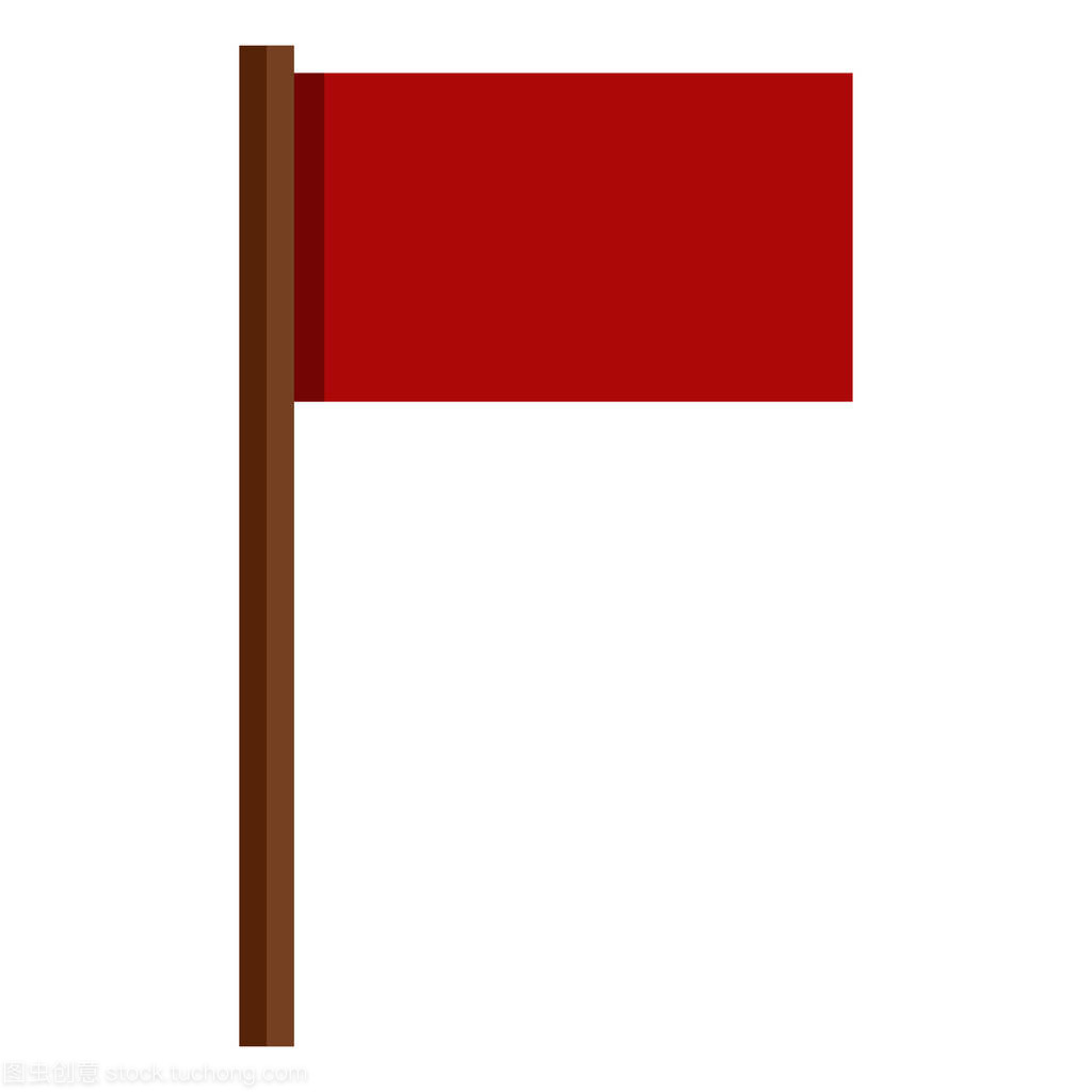 红旗插上棕色木制旗杆